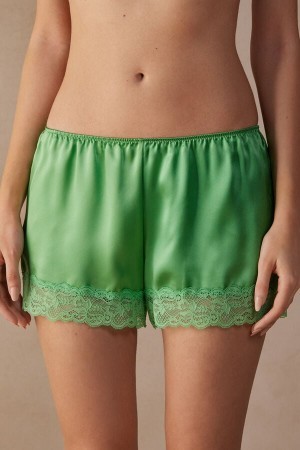 Green Intimissimi Silk Shorts | CAXMI16069